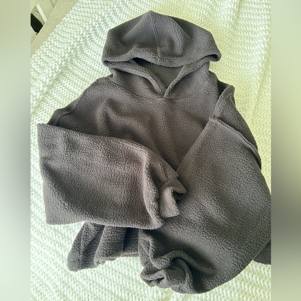 Double Zero Black Sherpa Hooded Fleece Pullover